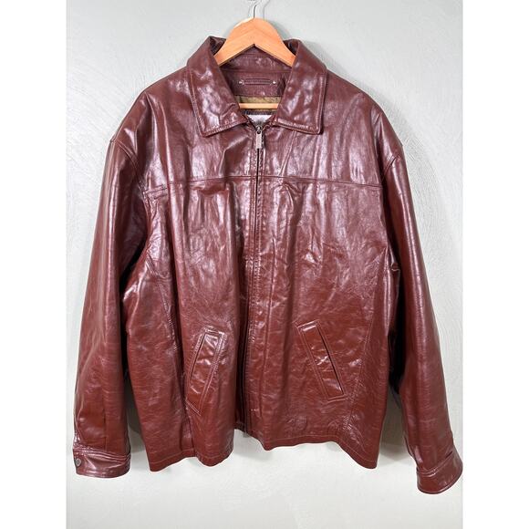 Wilsons Leather M. Julian Moto Jacket Men's Size 2XLT Brown Lined Full Zip - Picture 12 of 14